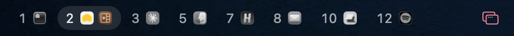 The bar with workspaces and the icons of their apps